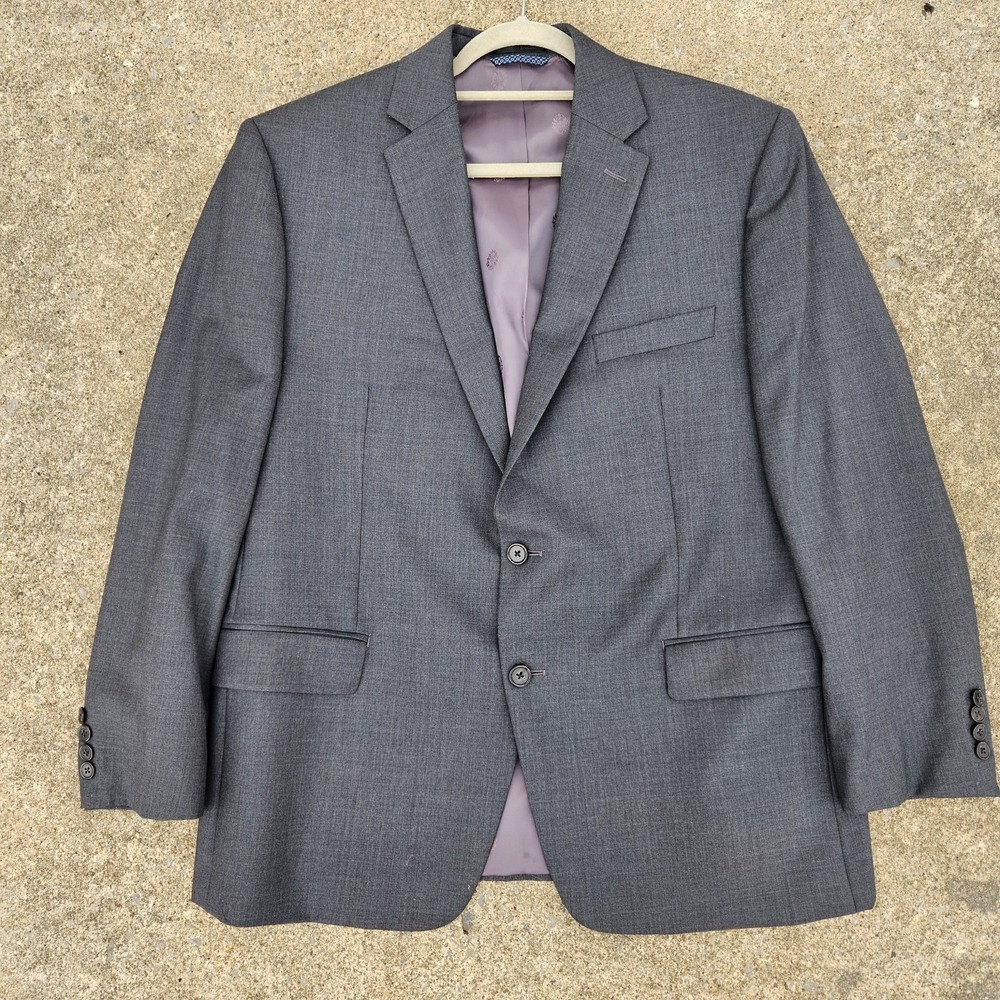 Lauren Ralph Lauren Mens 44R Wool 2 Button Blazer Sport Coat Jacket Gray Formal